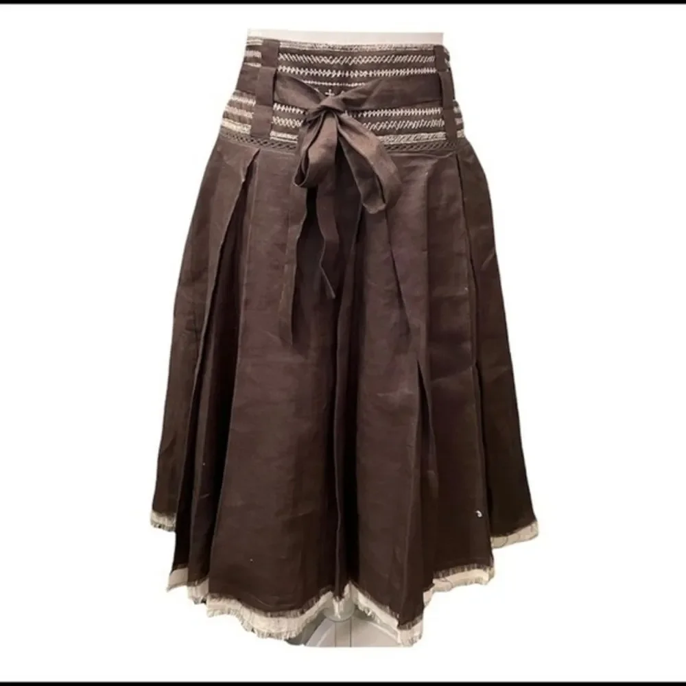 Zara Boho Chic Brown Fringe High Waisted Skirt - Size Small - Picture 1 of 4